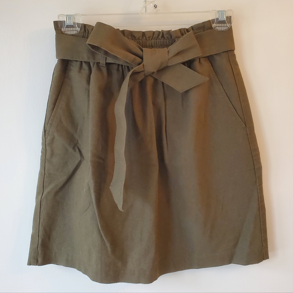 J. Crew Factory Olive Green Women's Skirt with Tie - Size XXS